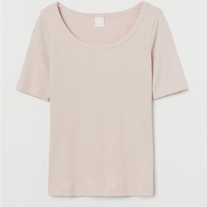 H&M Fitted T-shirts, Size M, Black, Gray, Cream, Rose